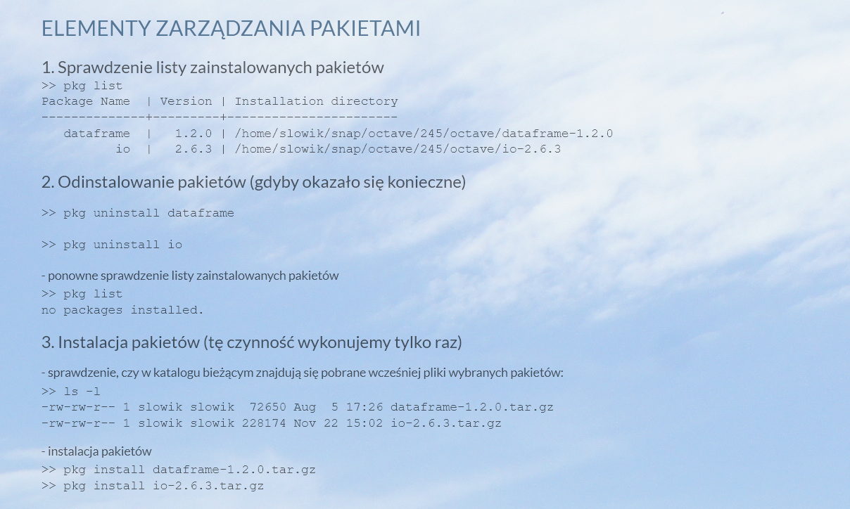 Octave w obliczeniach: pakiety